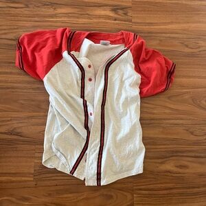 Champions Red and White button down Baseball Jersey